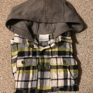 COLUMBIA  boys Flannel Button Down with hoodie grey-Hood-multicolored  Small♥️